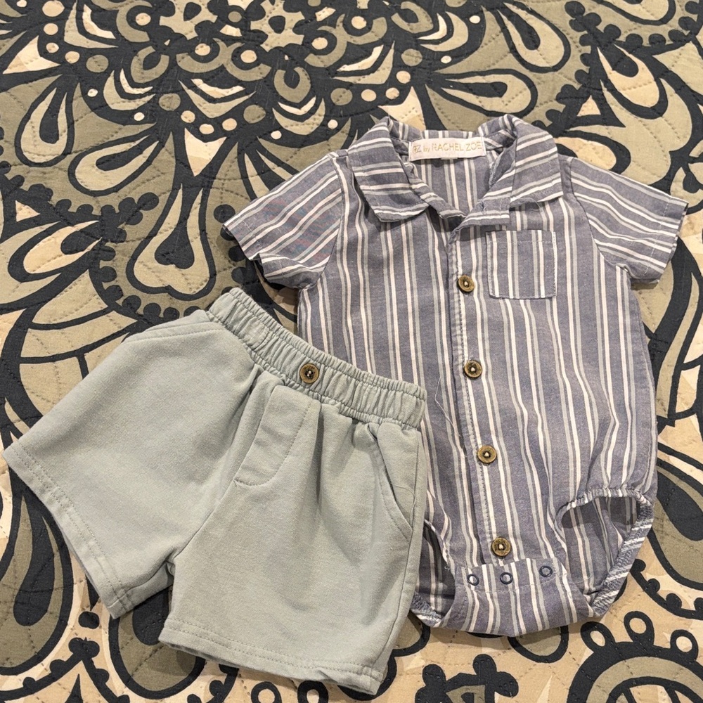 Rachel Zoe Striped Gray and Blue Kids Matching Set